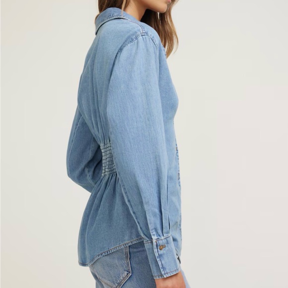 Dynamite Light Blue Denim Button-Down Shirt - Picture 4 of 7